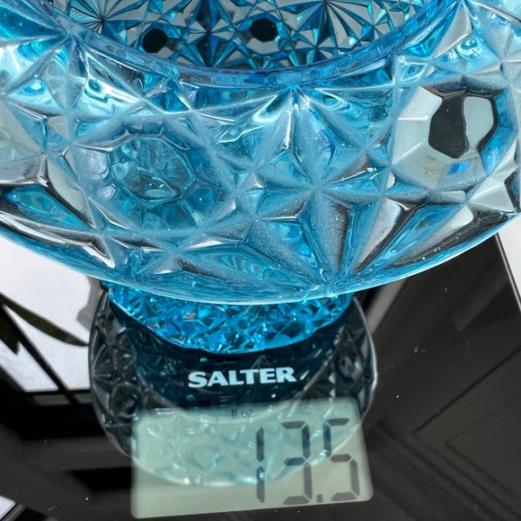 vintage Fenton Daisy and Button top hat blue cut glass whimsy toothpick holder - Picture 8 of 9